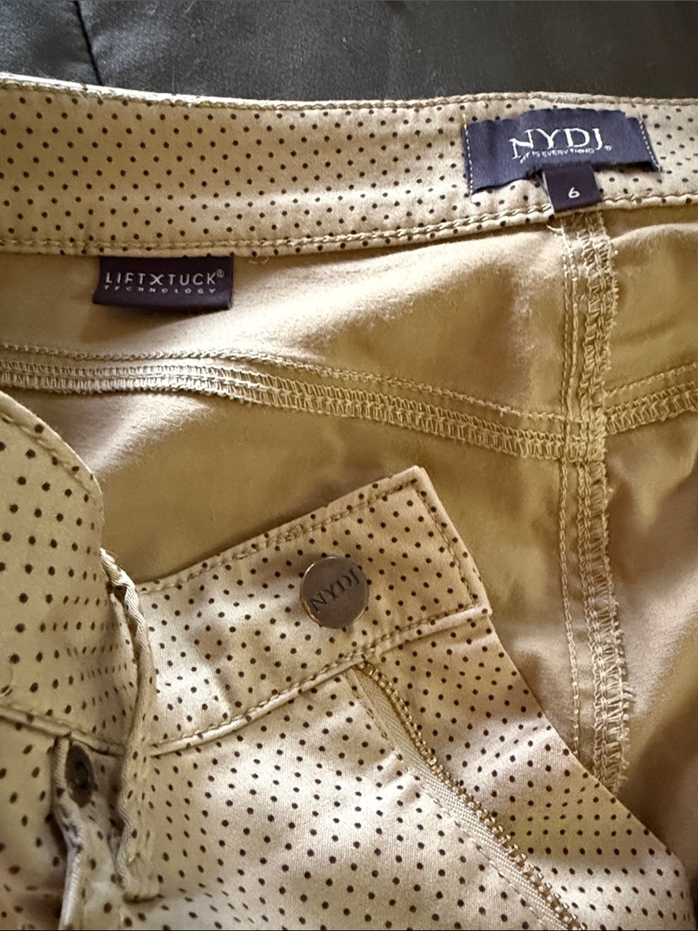 NYDJ Beige Micro-Dot Slim Ankle Pants